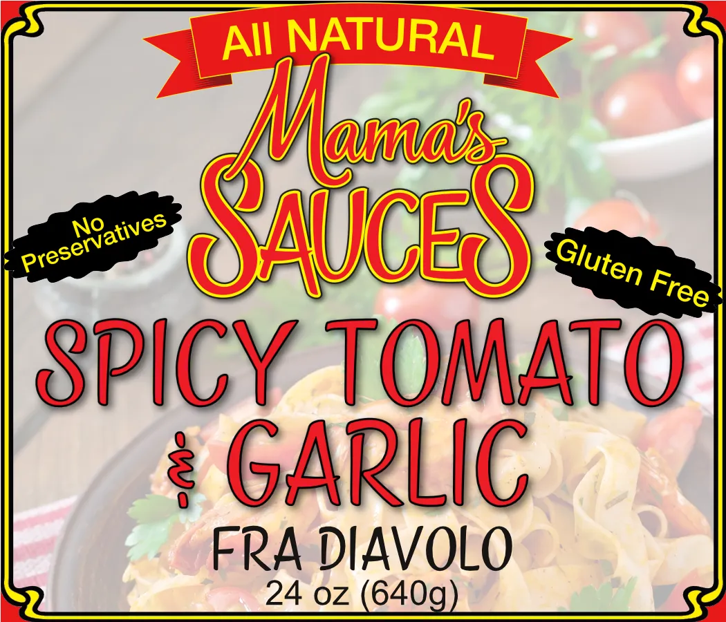 Fra Diavolo jar label: Spicy Tomato & Garlic