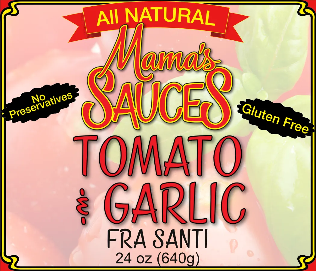 Fra Santi jar label: Tomato & Garlic