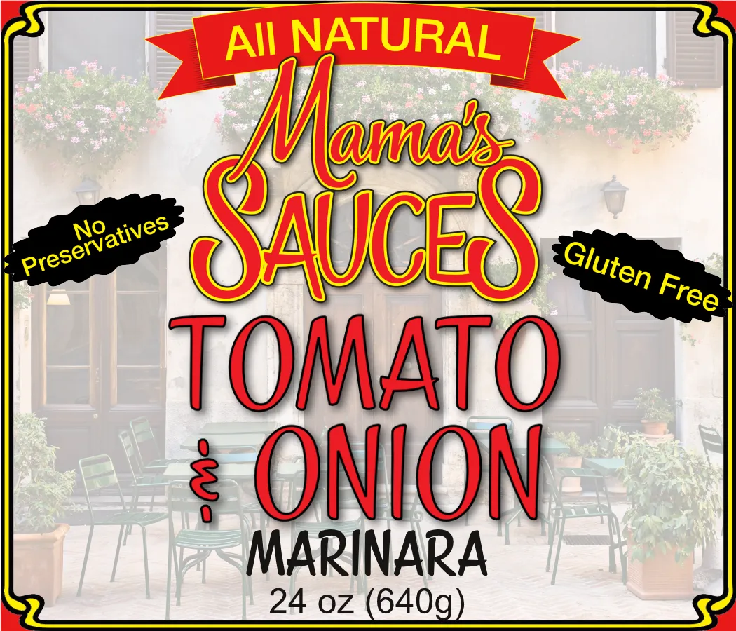 Marinara jar label: Tomato & Onion